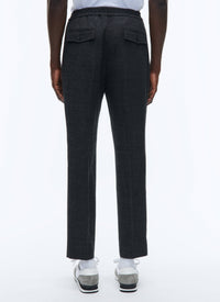 Pantalon élastiqué en natté de laine - Gris anthracite
