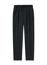 Pantalon élastiqué en natté de laine - Gris anthracite