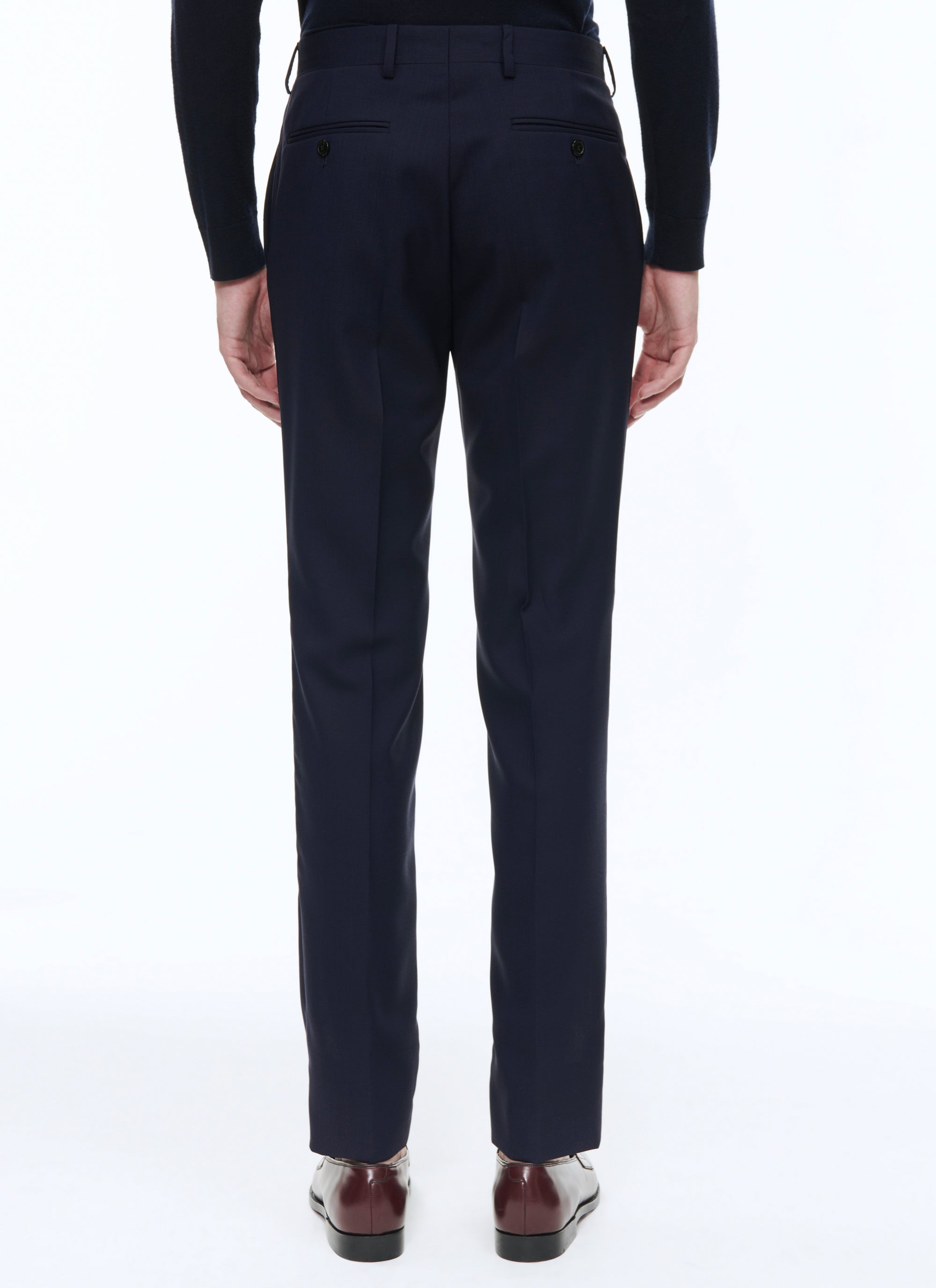 Wool Canvas Trousers - Navy Blue