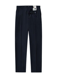 Wool Canvas Trousers - Navy Blue