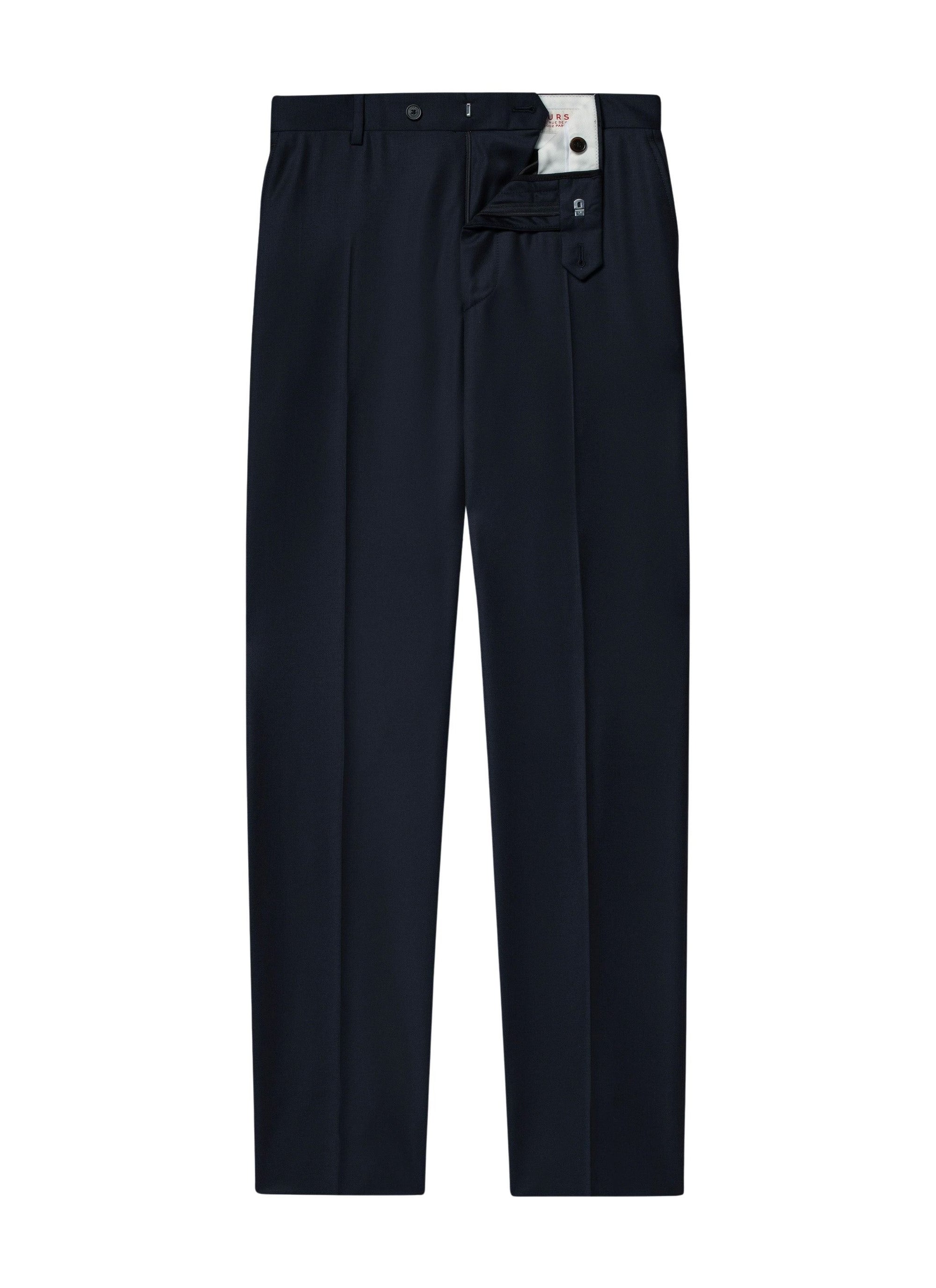 Wool Canvas Trousers - Navy Blue