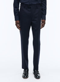 Pantalon en flanelle de laine armurée - Bleu marine