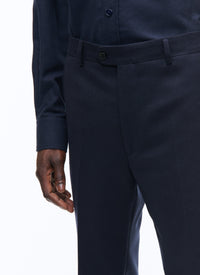 Pantalon en flanelle de laine armurée - Bleu marine