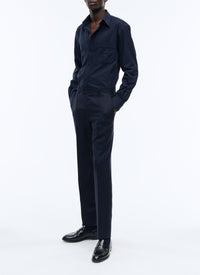 Pantalon en flanelle de laine armurée - Bleu marine