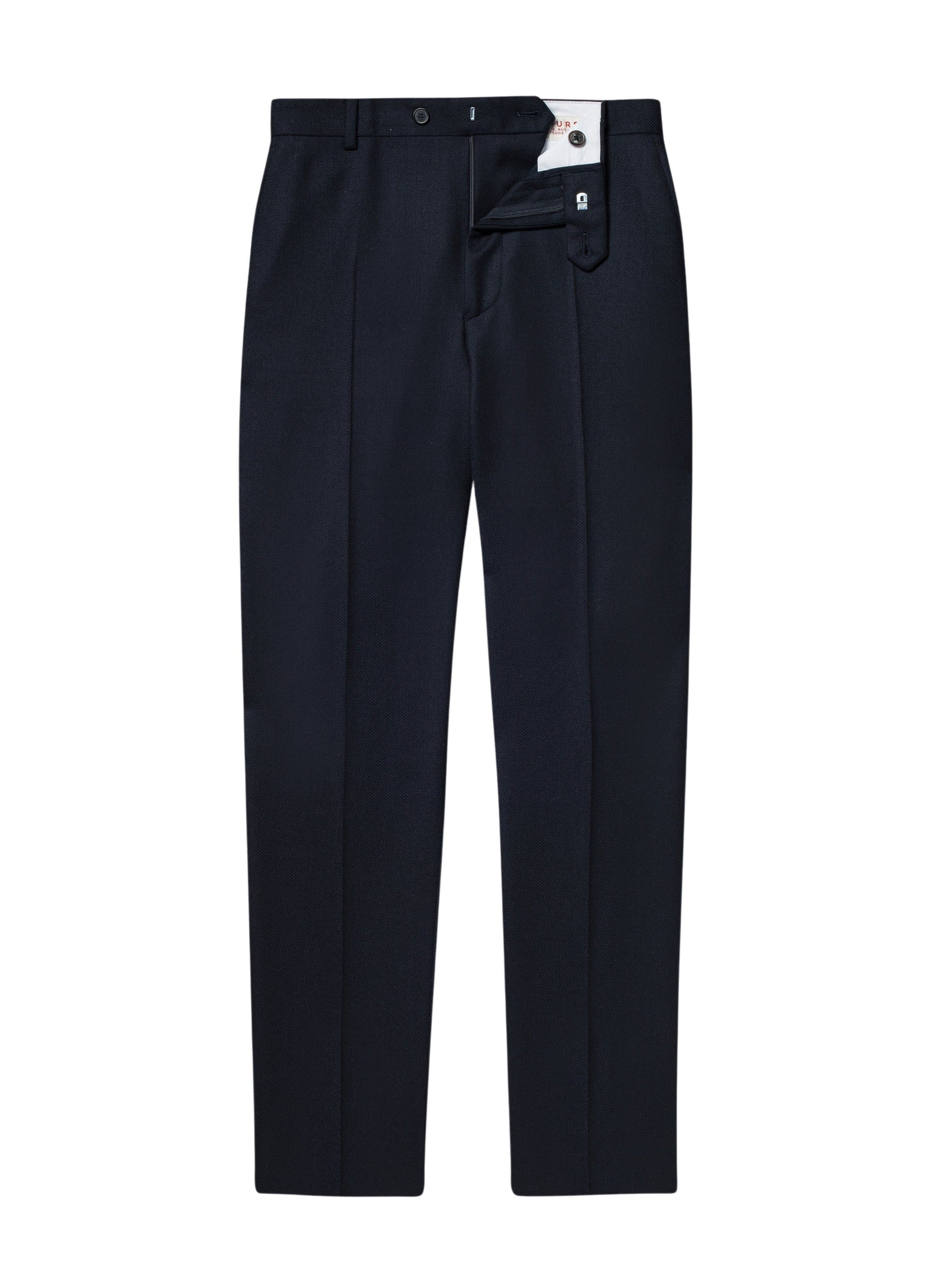 Pantalon en flanelle de laine armurée - Bleu marine