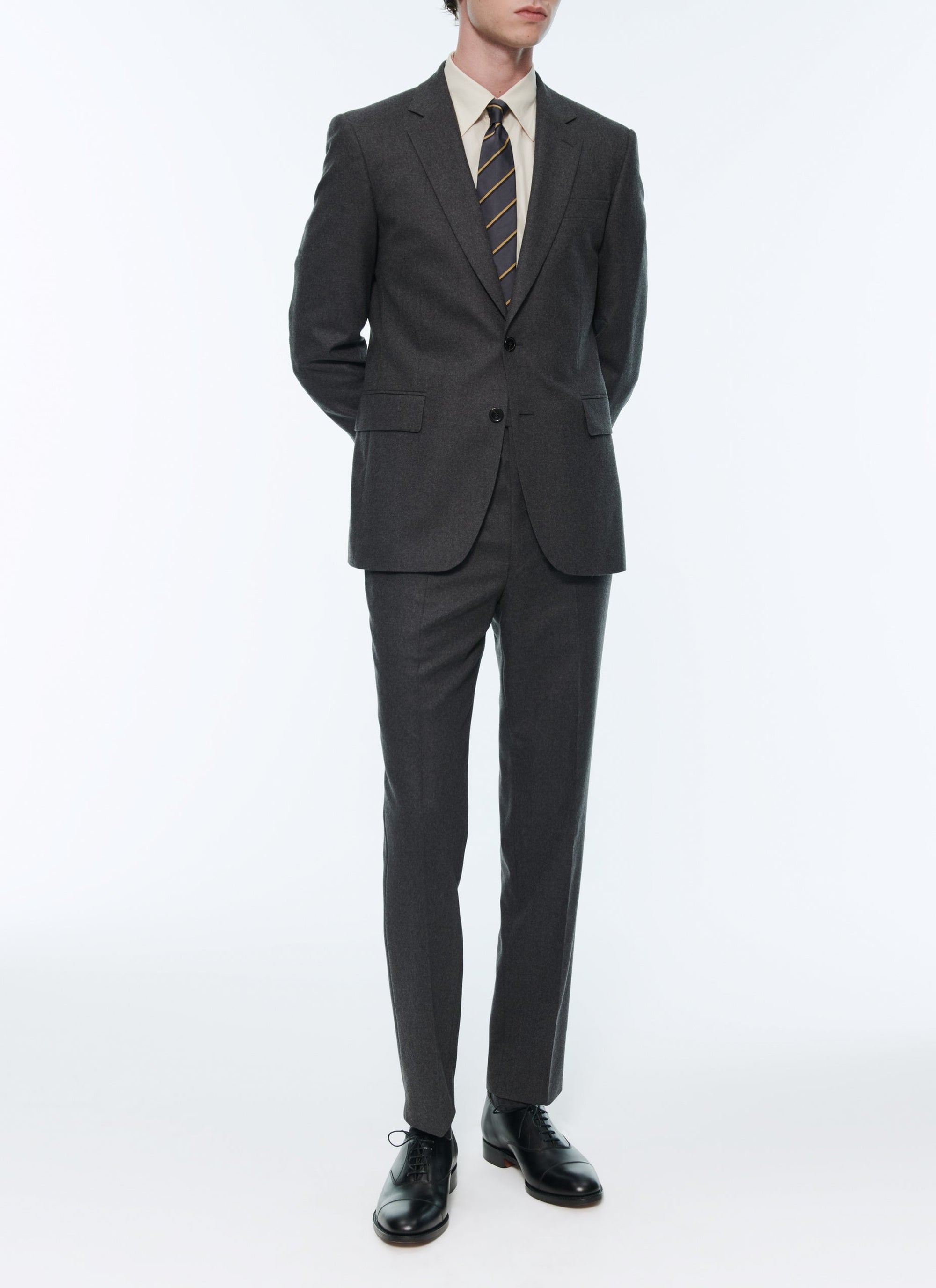 Wool flannel trousers - Steel