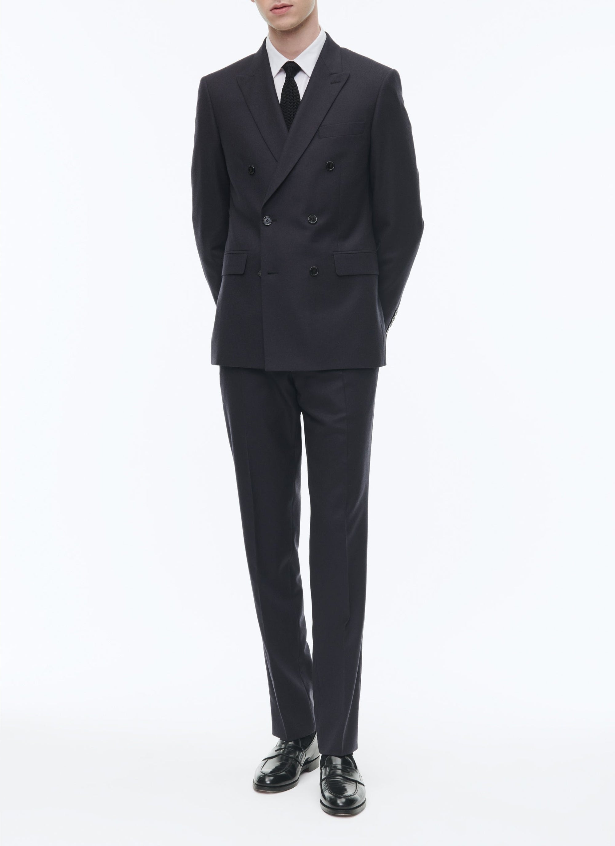 Pantalon en flanelle de laine - Bleu Marine