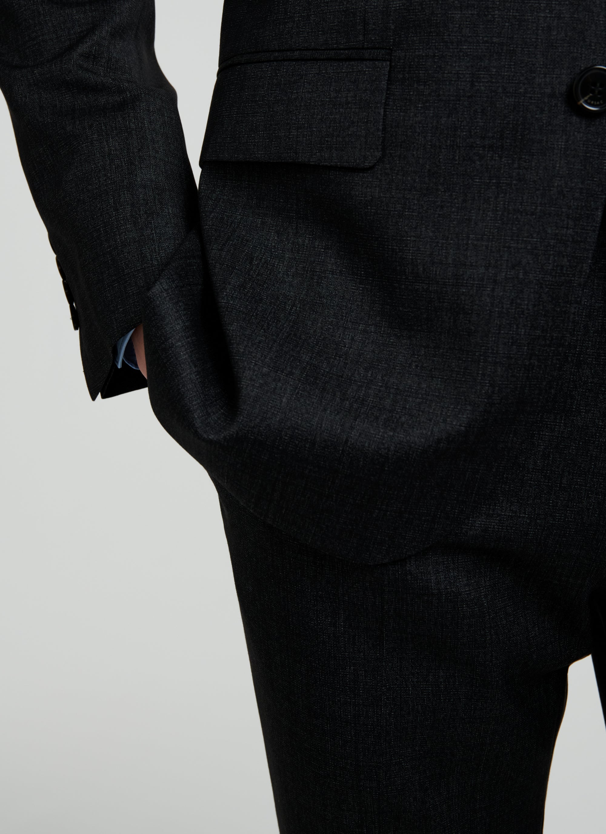 Pantalon en laine fil à fil - Anthracite