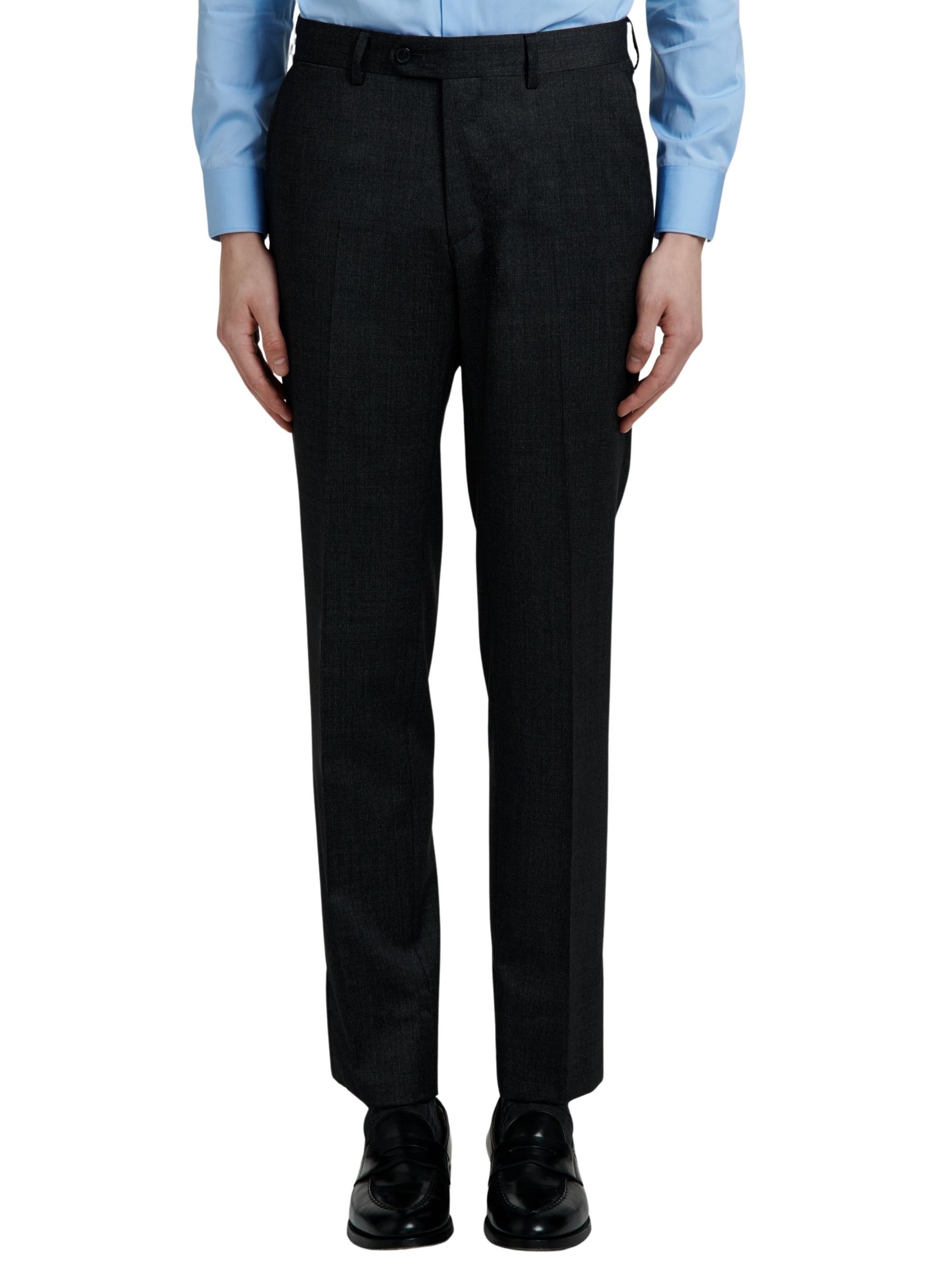 Pantalon en laine fil à fil - Anthracite