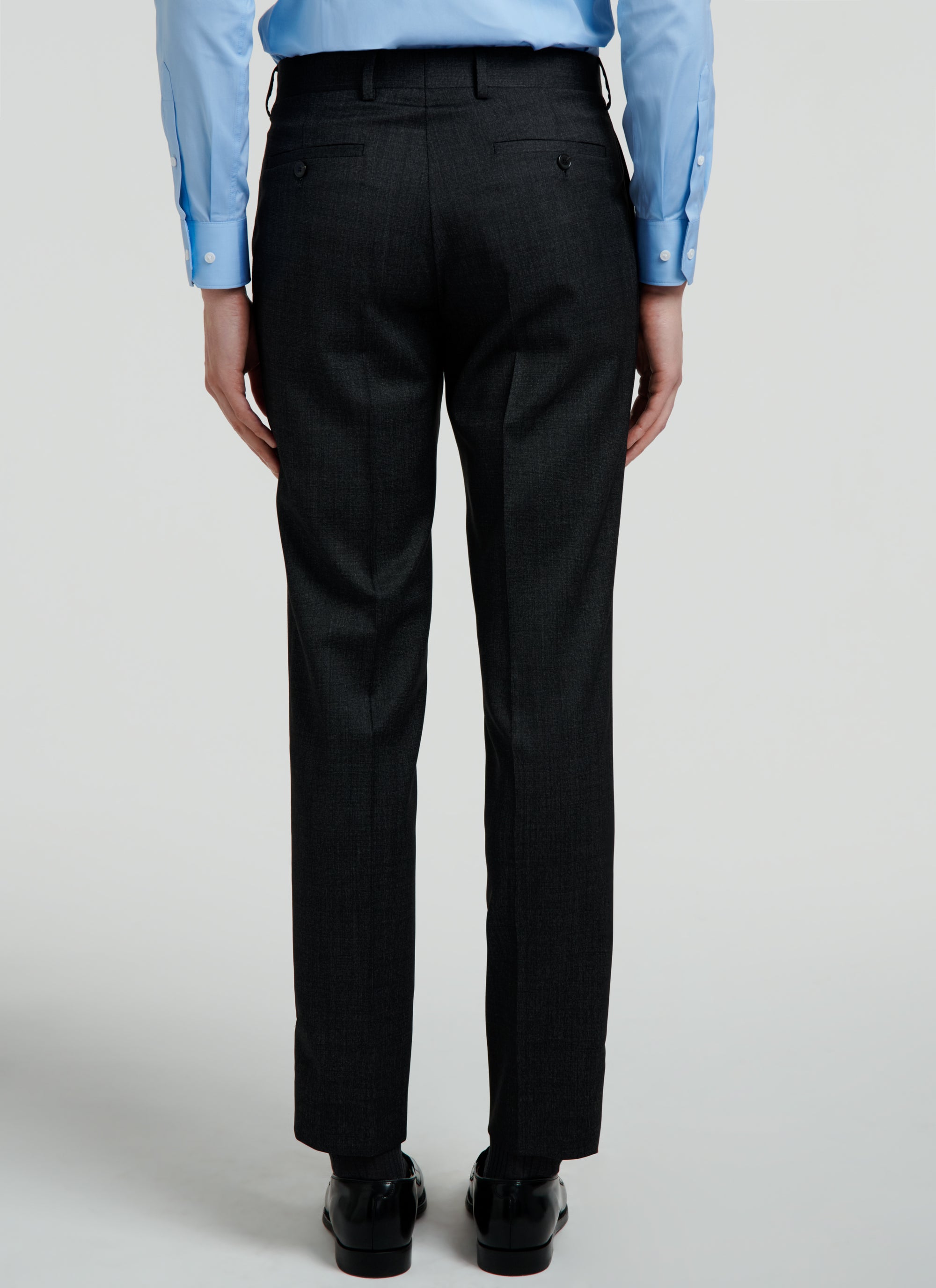 Pantalon en laine fil à fil - Anthracite