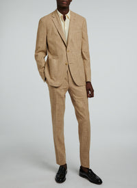 Pantalon à fermeture boutonnée en soie mélangée - Sable