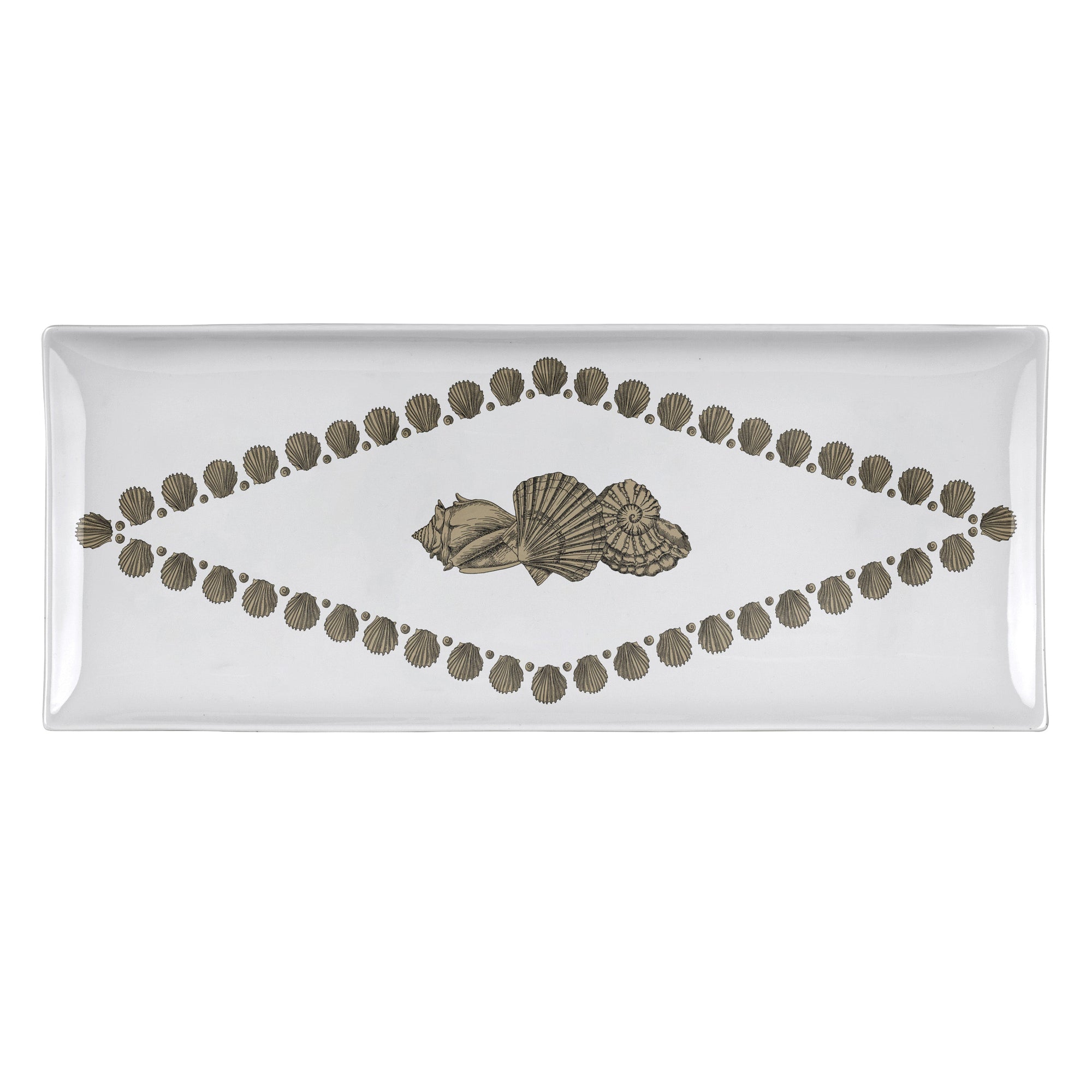 Giro di Conchiglie porcelain tray - Gold & Black & White