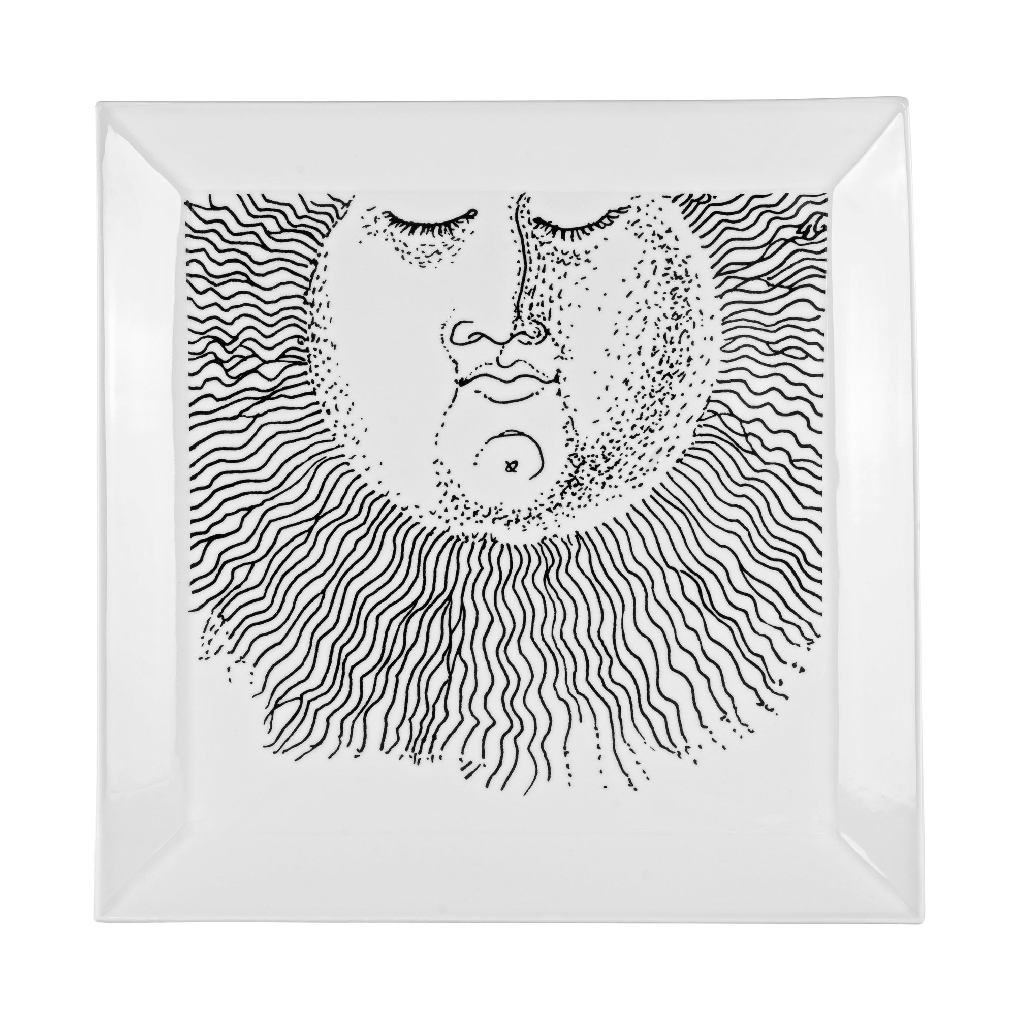 Solitario square porcelain tray - Black & White
