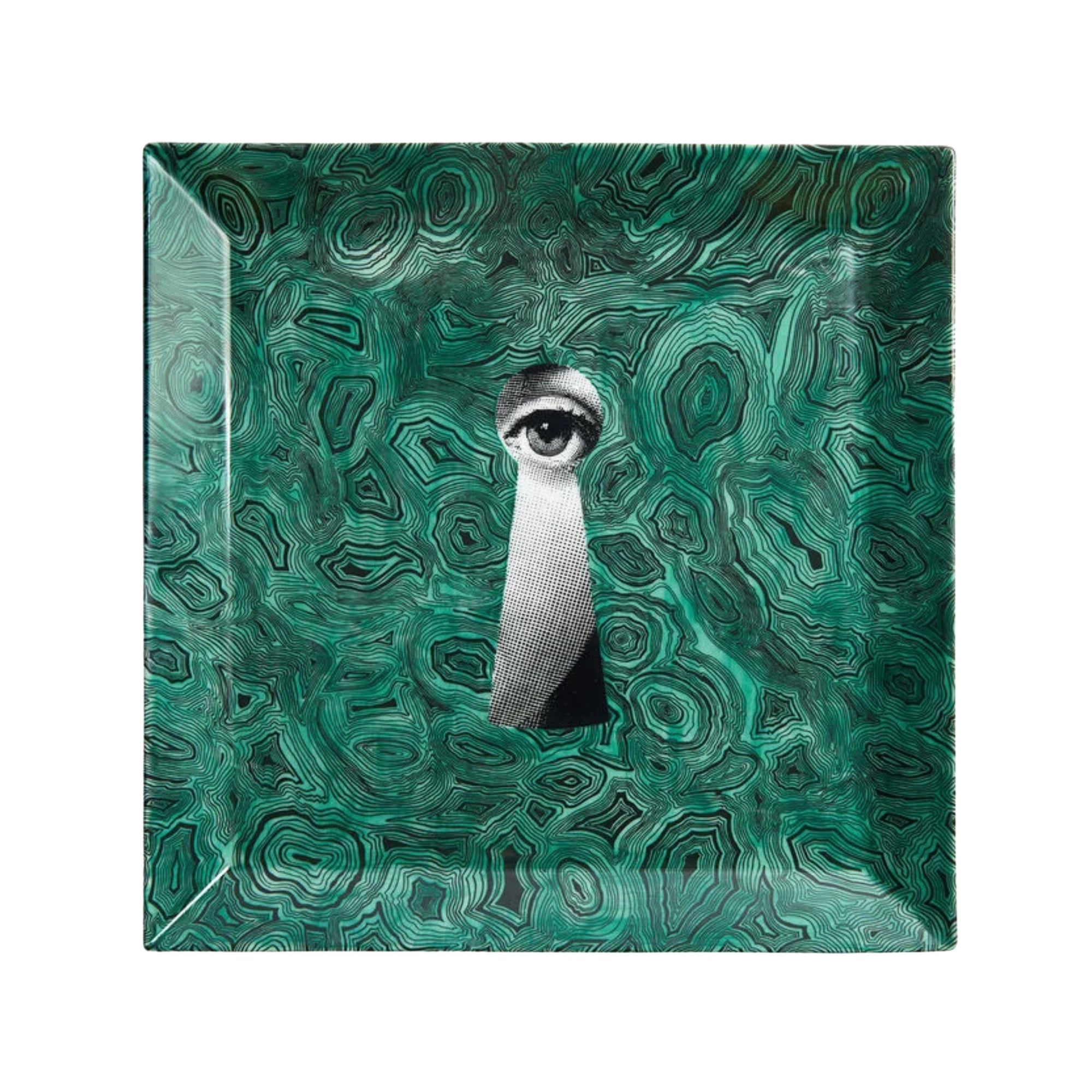 Serratura square porcelain tray - Green