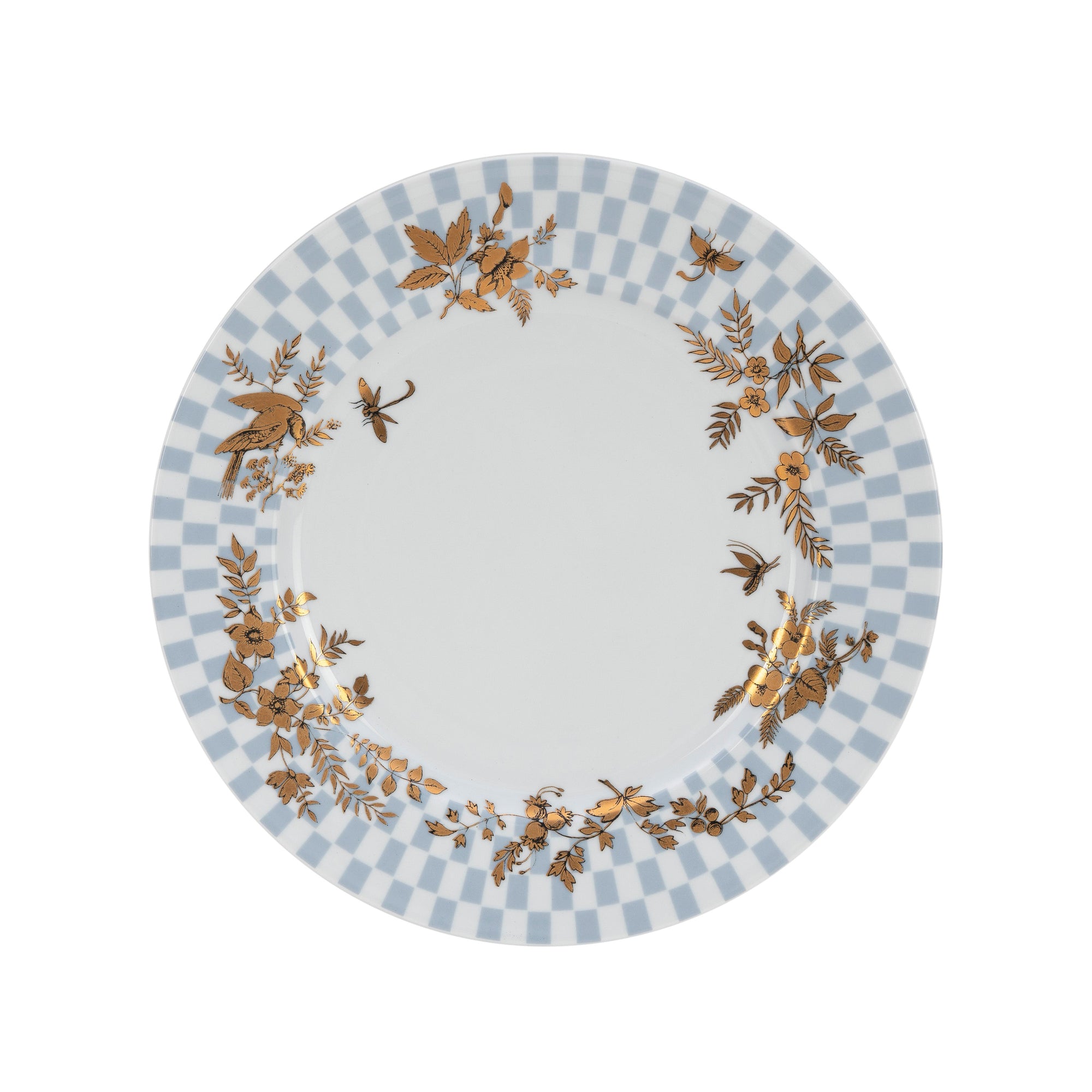 Assiette Coromandel en porcelaine - Or & Noir & Blanc
