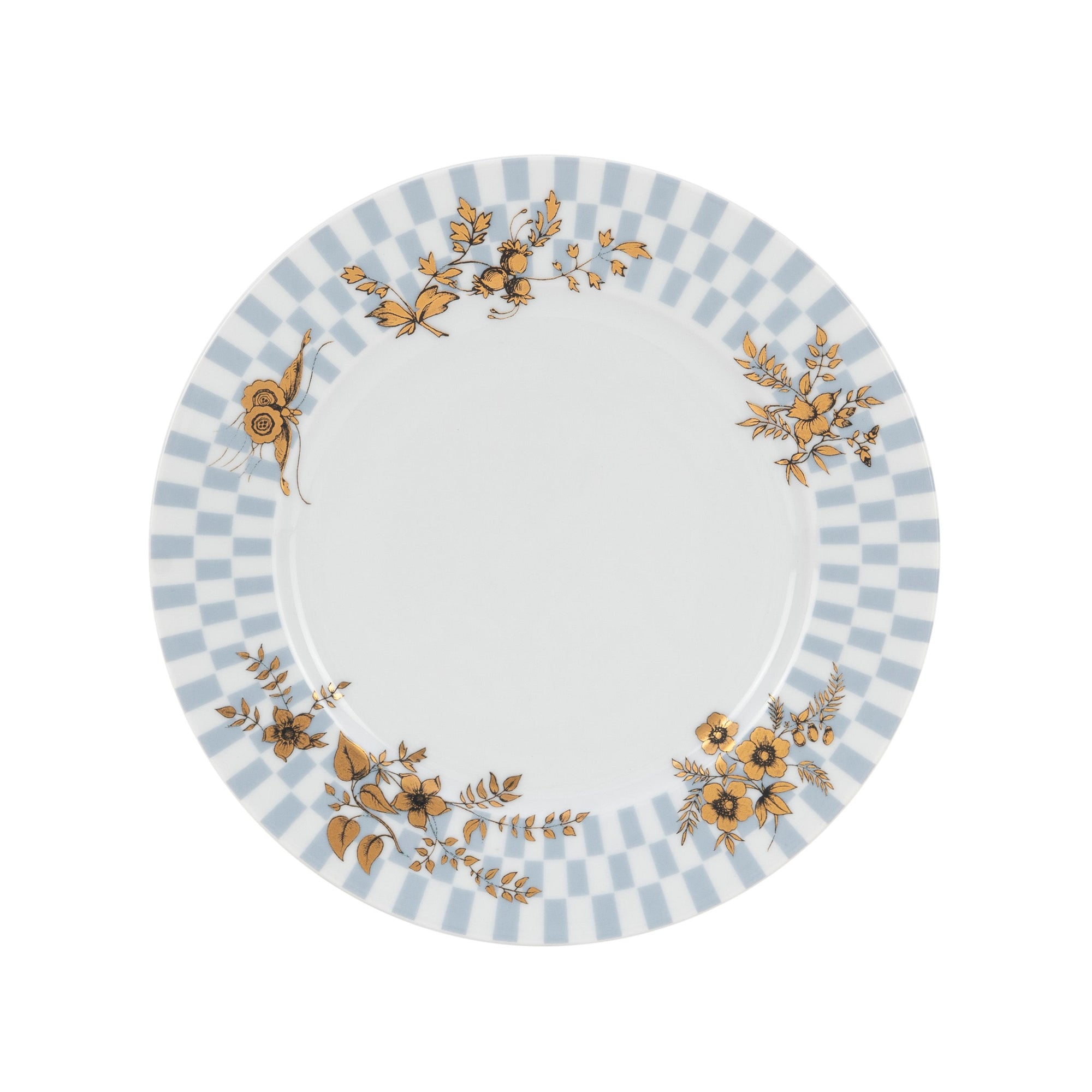 Assiette en porcelaine - Or & Noir & Blanc