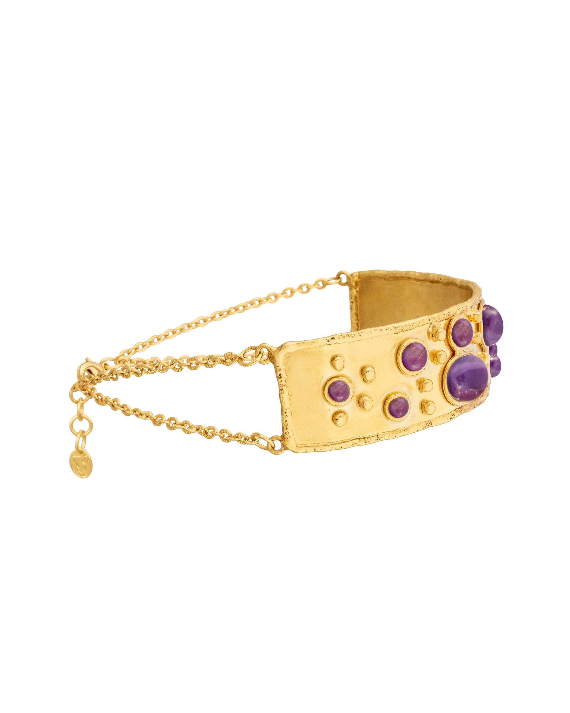 Collier choker Byzance doré à l'or fin et Améthyste - Violet