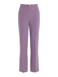 Straight-leg trousers with pronounced pleats - Candy Violet