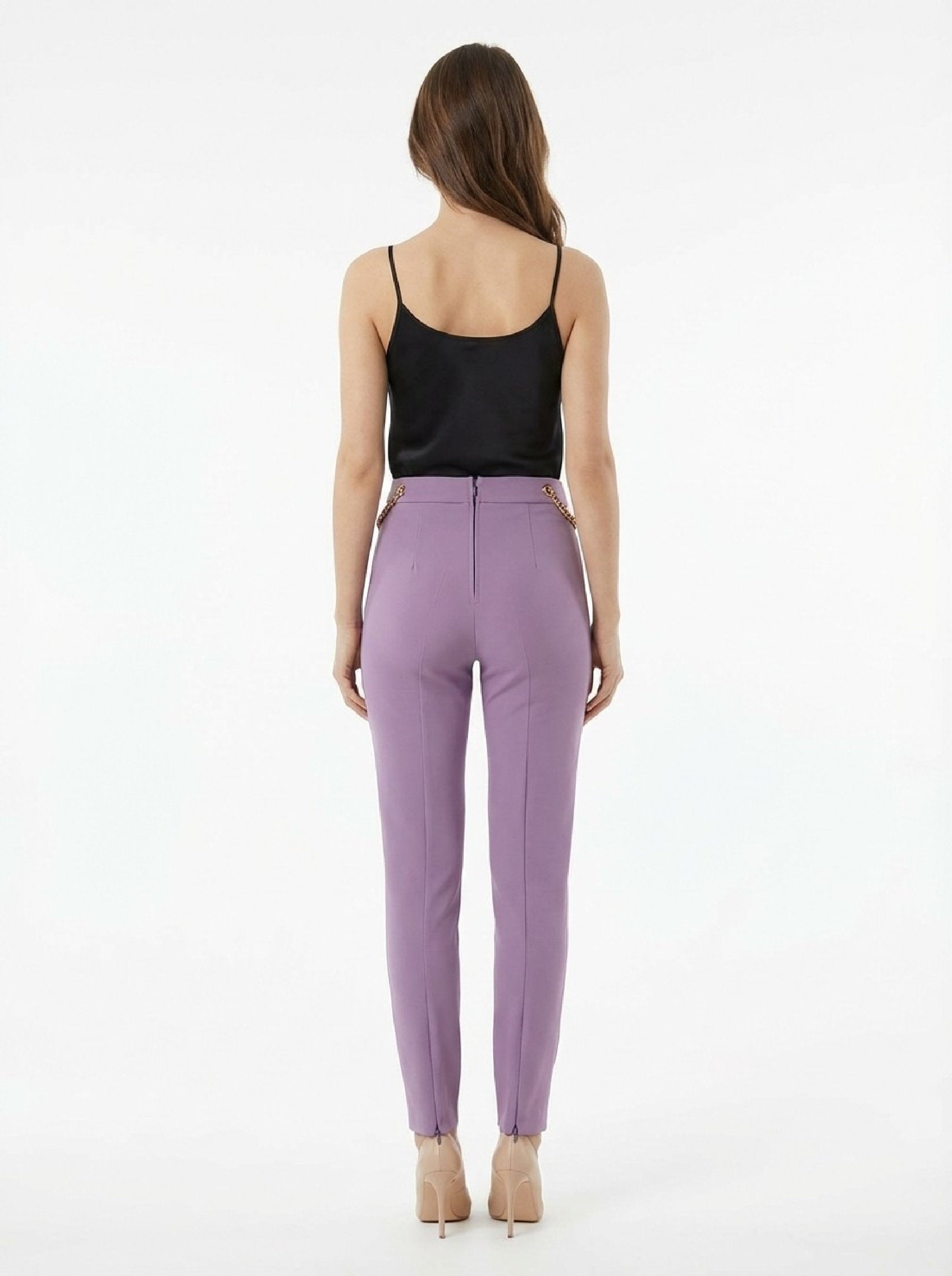 Chain trousers with structured waistband - Candy Violet