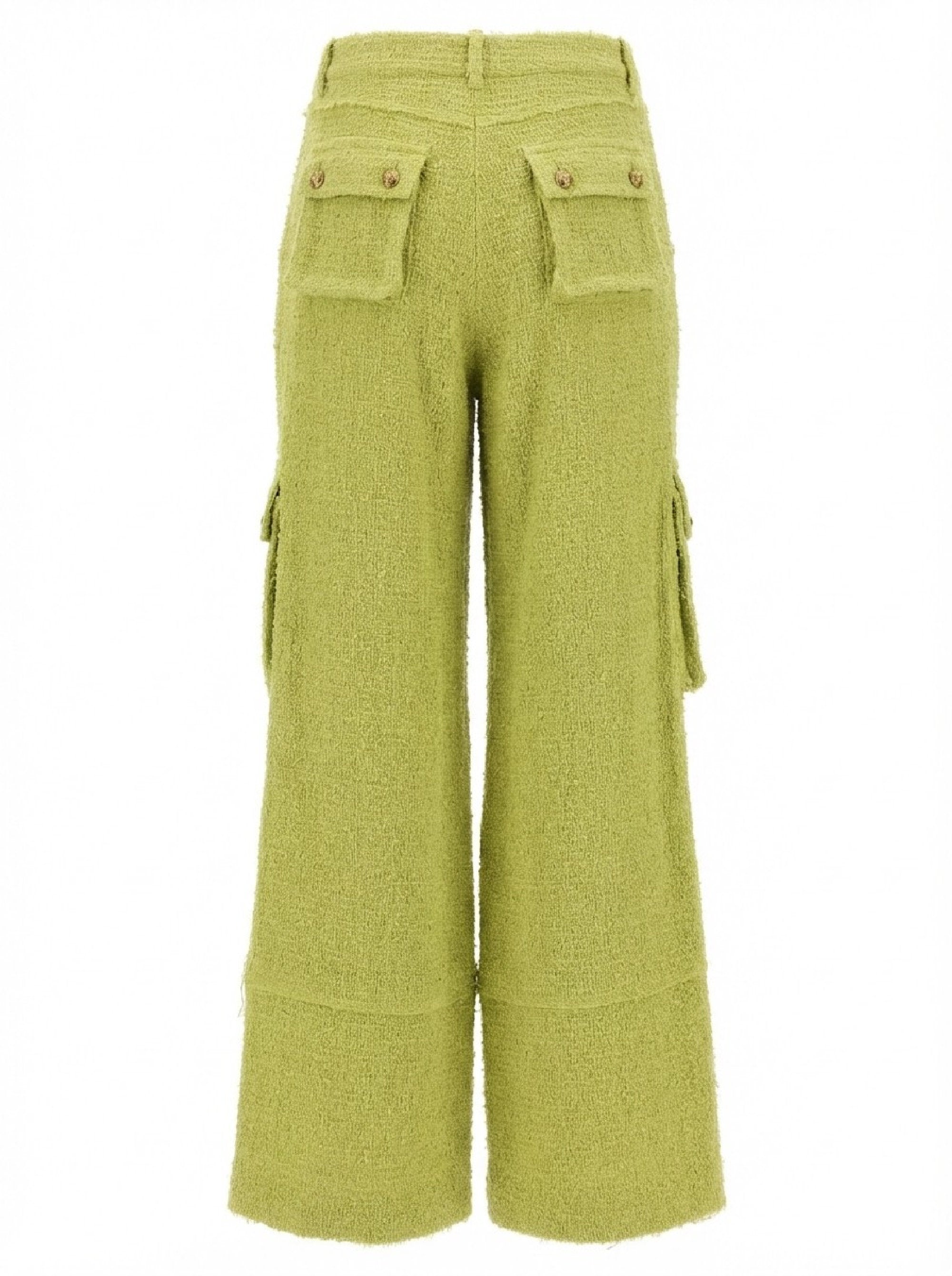 Pantalon cargo à ornements métalliques en tweed - Olive Oil