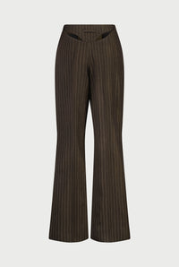 Pantalon Tattoo à rayures en laine - Brown & Écru