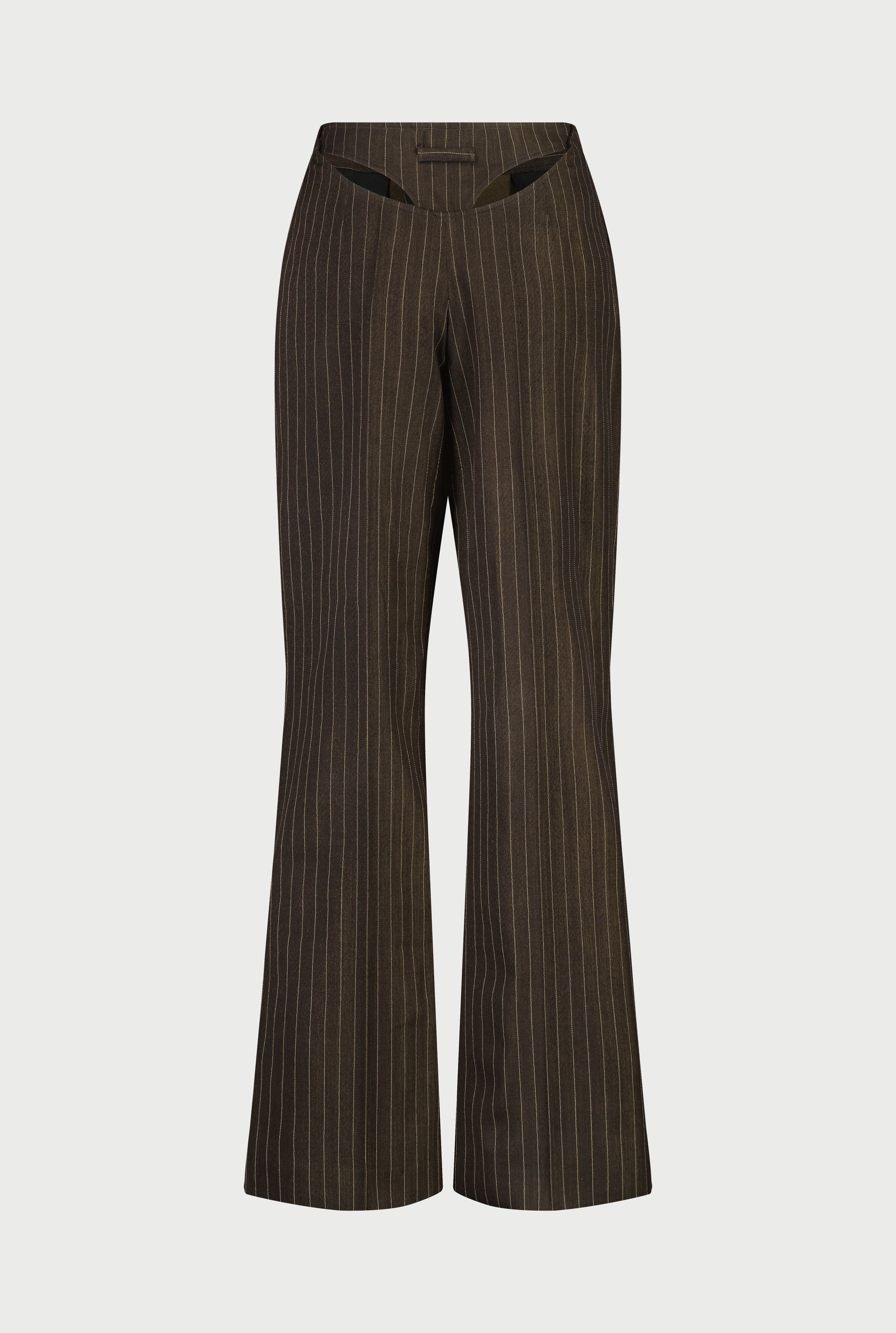Pantalon Tattoo à rayures en laine - Brown & Écru