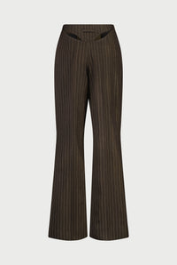 Pantalon Tattoo à rayures en laine - Brown & Écru