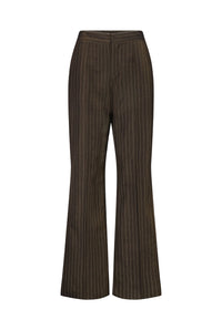 Pantalon Tattoo à rayures en laine - Brown & Écru
