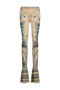 Pantalon Tattoo imprimé - Nude & Blue & Red