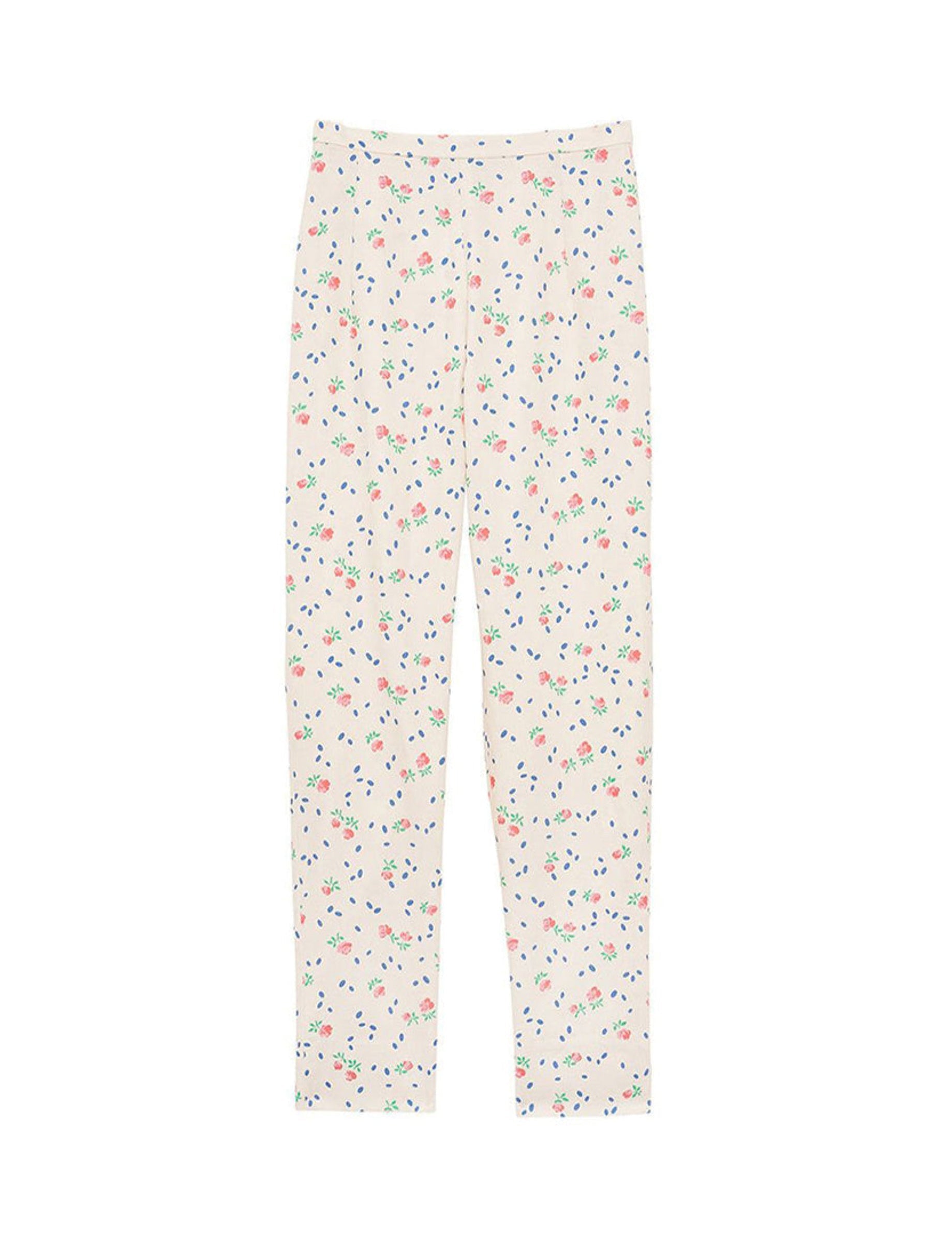 1qty RELIQUAT 70€ 0%  / Pantalon Nino à fleurs - Ecru