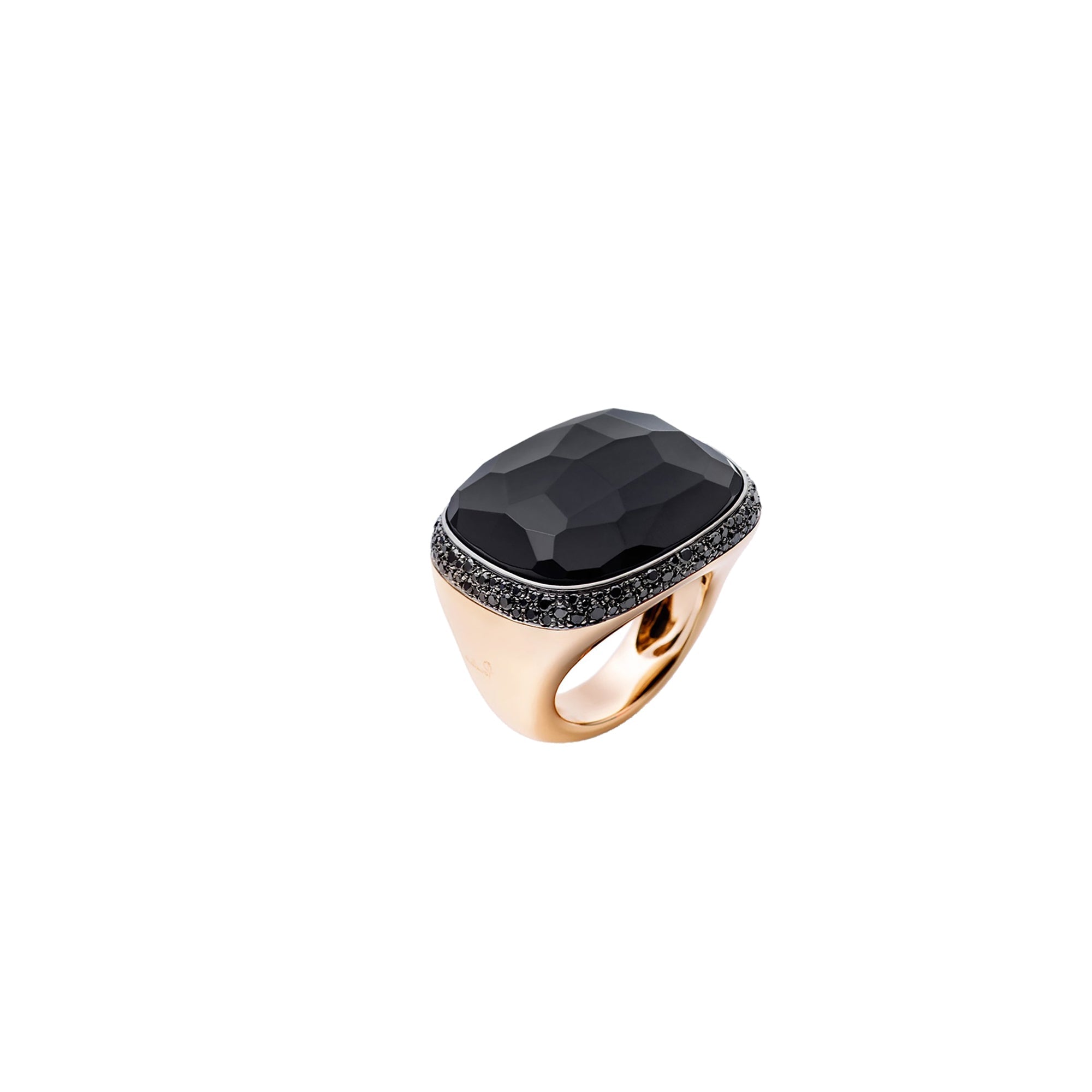 Bague Victoria en Or rose 18K et Jet & Diamant