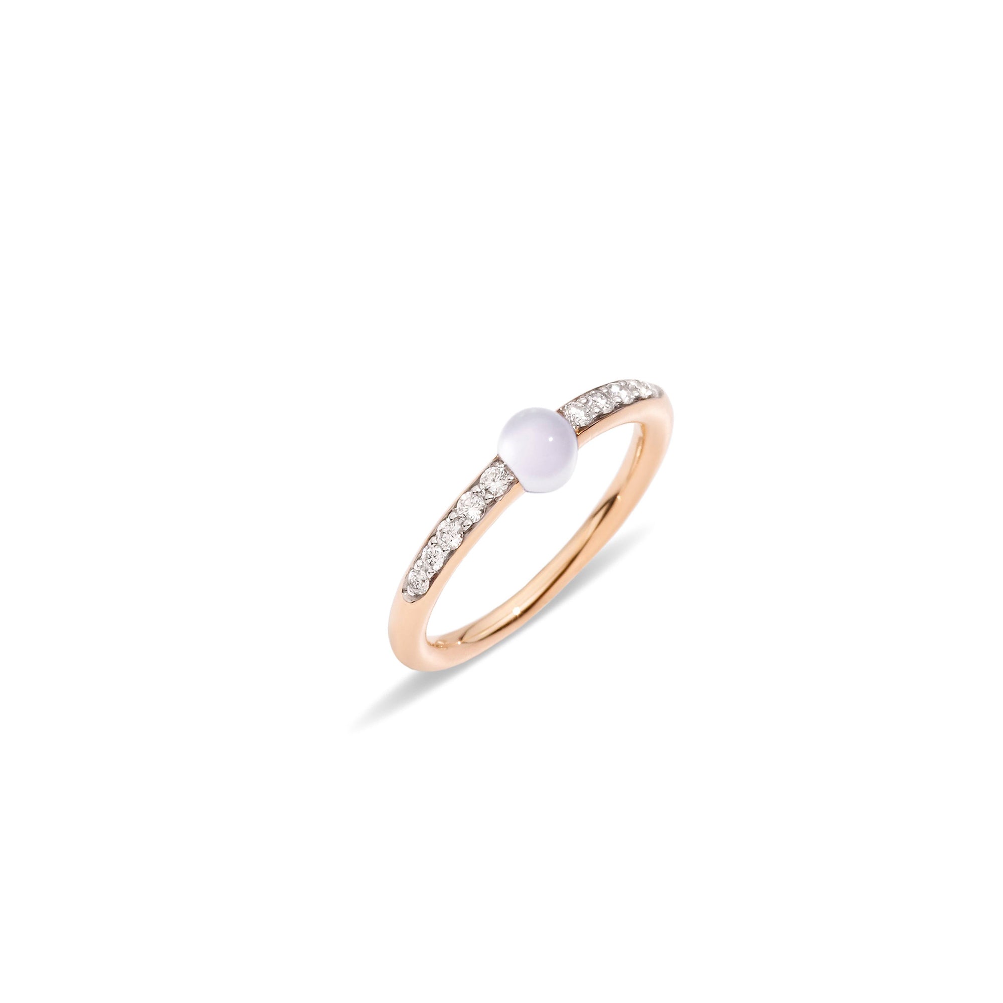 Bague M'ama non M'ama en Or rose 18K & Pierre de lune & Diamant