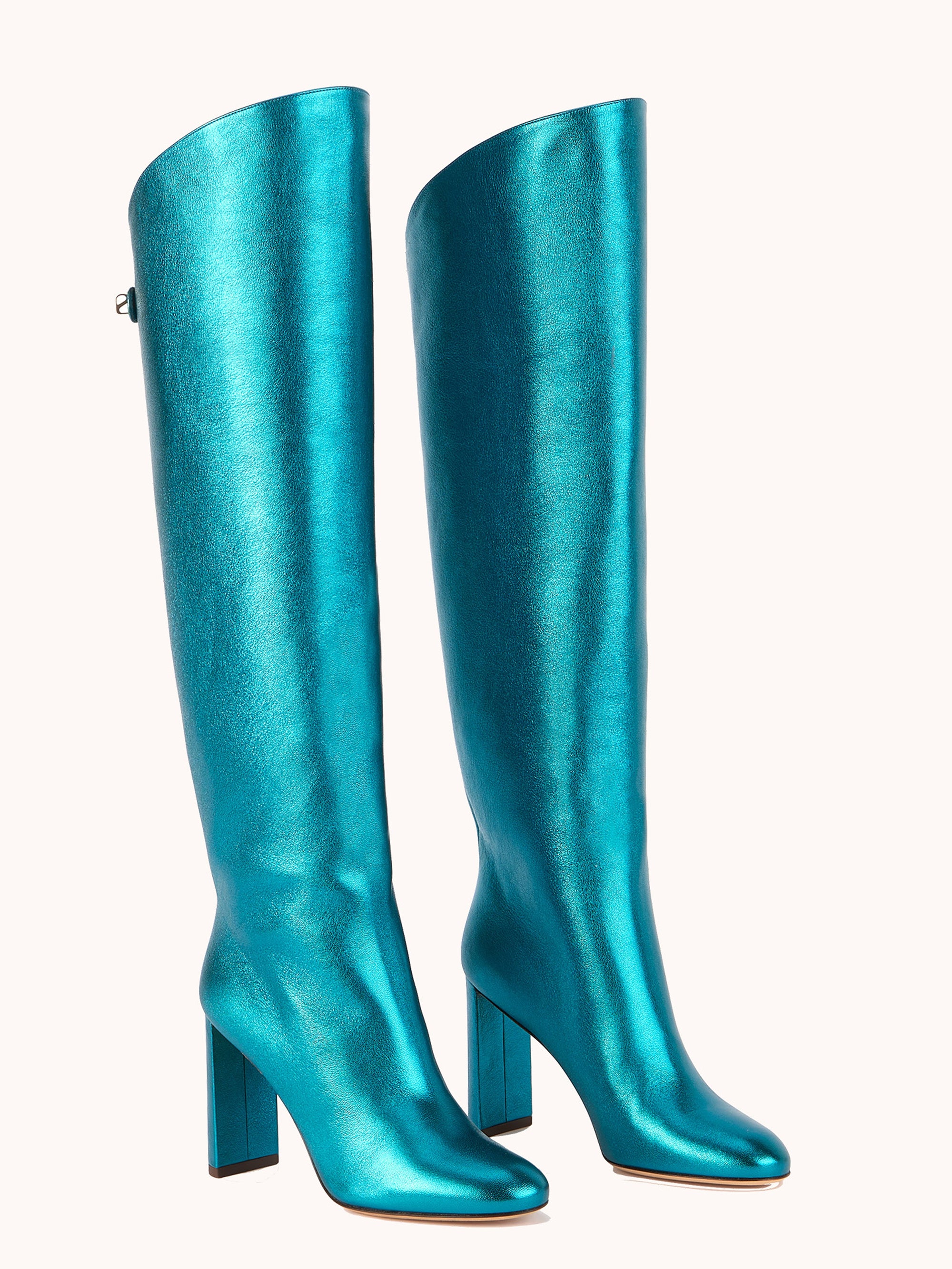 5qty NEW / Bottes Adriana 90 en cuir Nappa métallisé - Blue