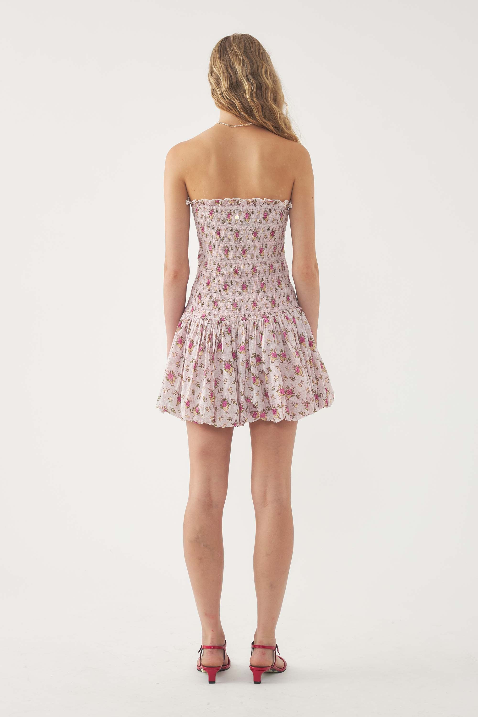 PINK PADA SMOCK MINI DRESS
