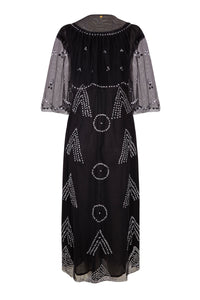Robe longue transparente brodée Palace - Black