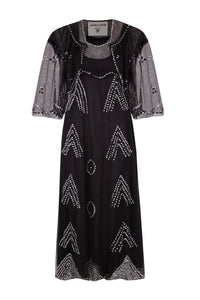 Robe longue transparente brodée Palace - Black