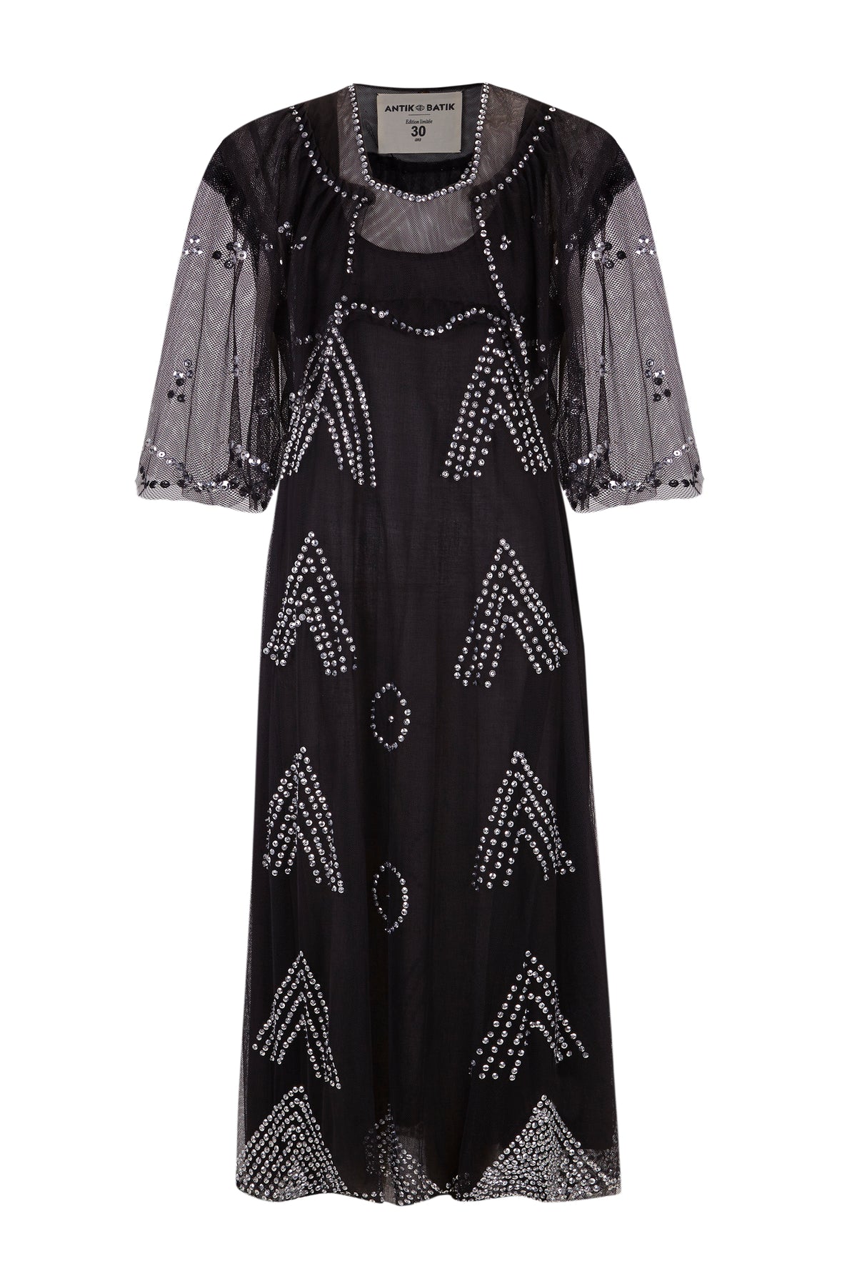 Robe longue transparente brodée Palace - Black