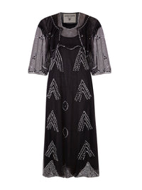Robe longue transparente brodée Palace - Black