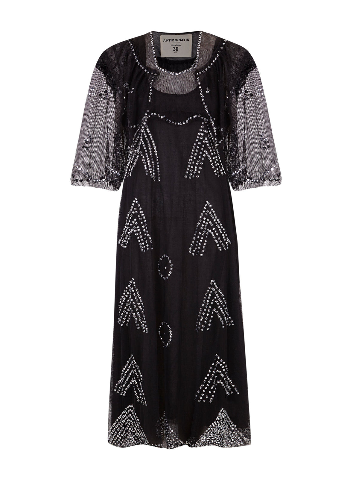 Robe longue transparente brodée Palace - Black