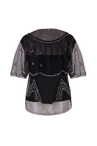 Top transparent brodé Palace - Black
