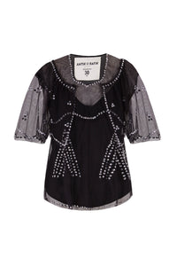 Top transparent brodé Palace - Black