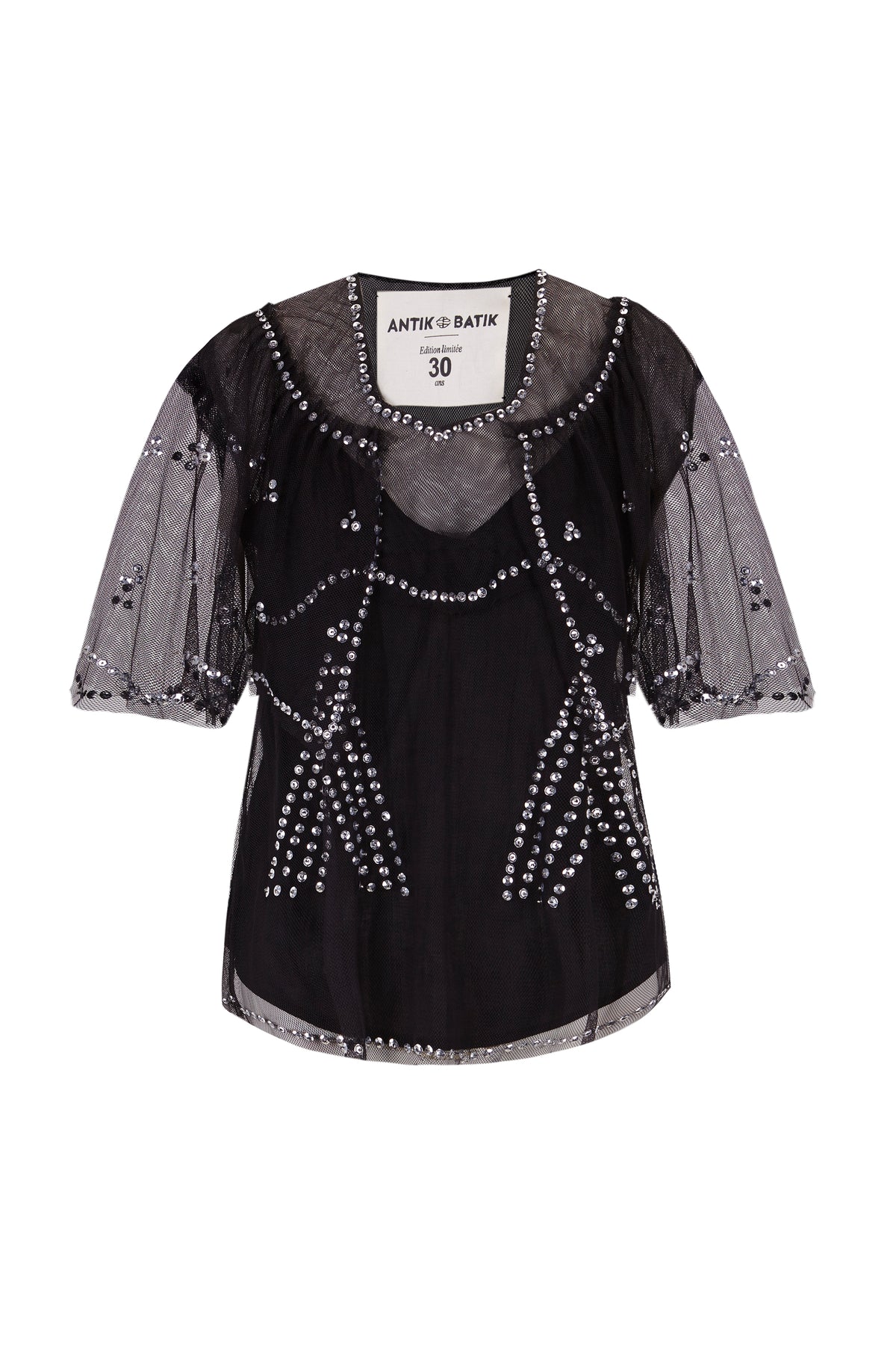 Top transparent brodé Palace - Black
