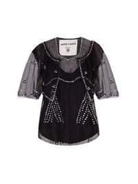 Top transparent brodé Palace - Black