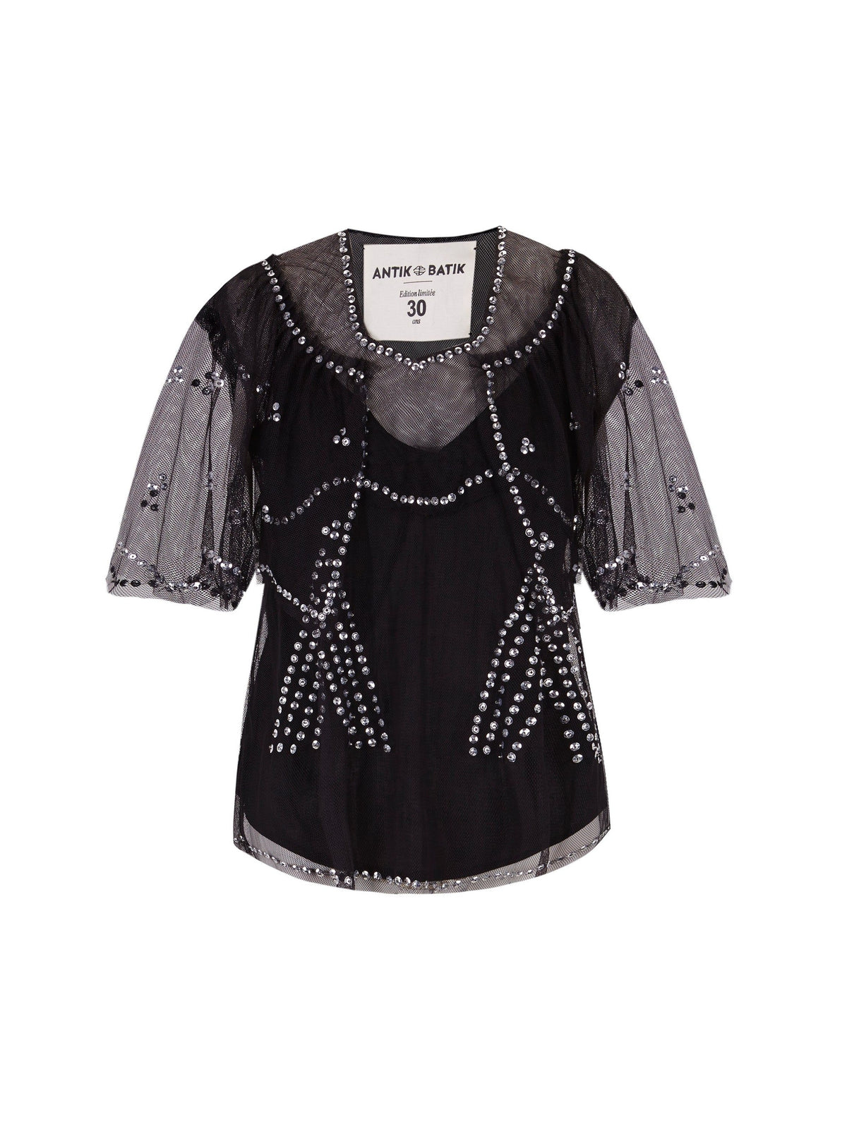 Top transparent brodé Palace - Black
