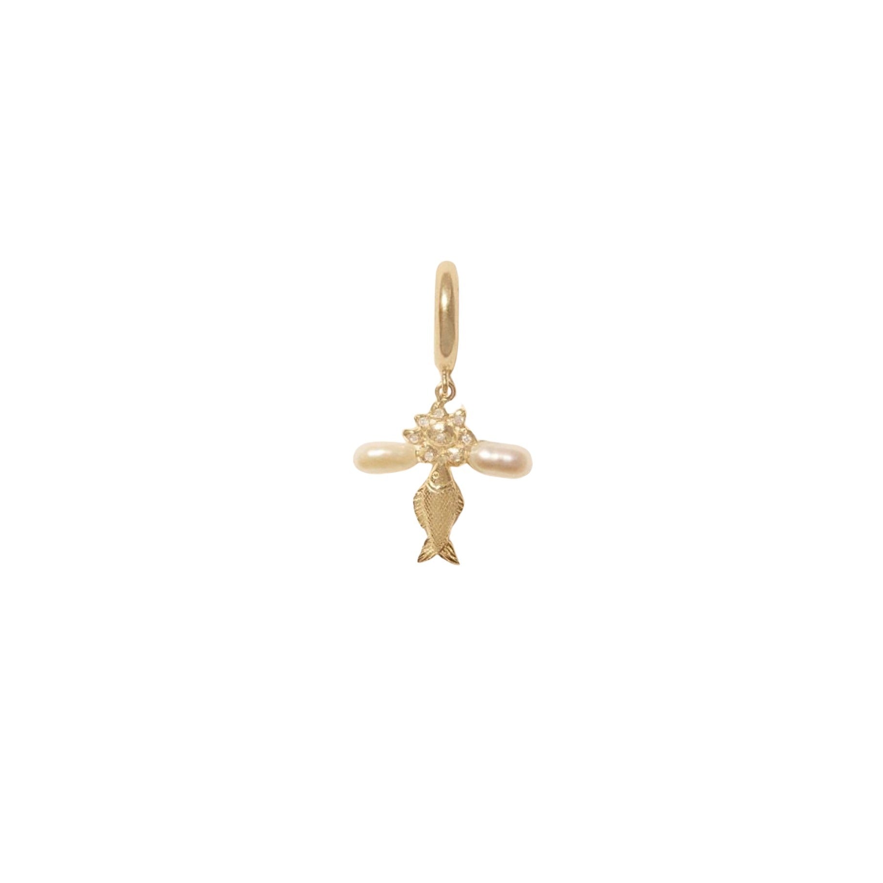 Mono boucle d'oreille Palerme en or jaune avec diamant - Daisy