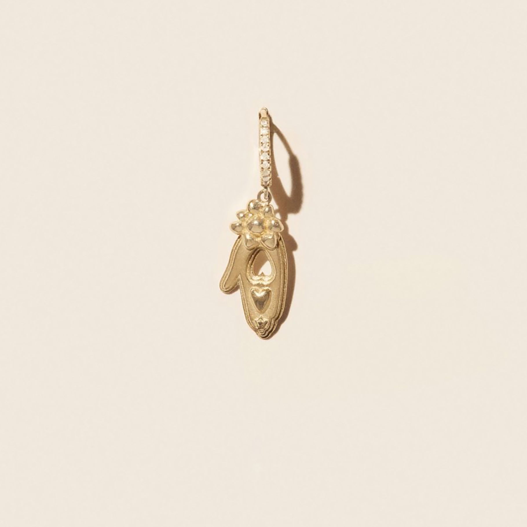 Palermo single earring in yellow gold set with diamonds - Hand