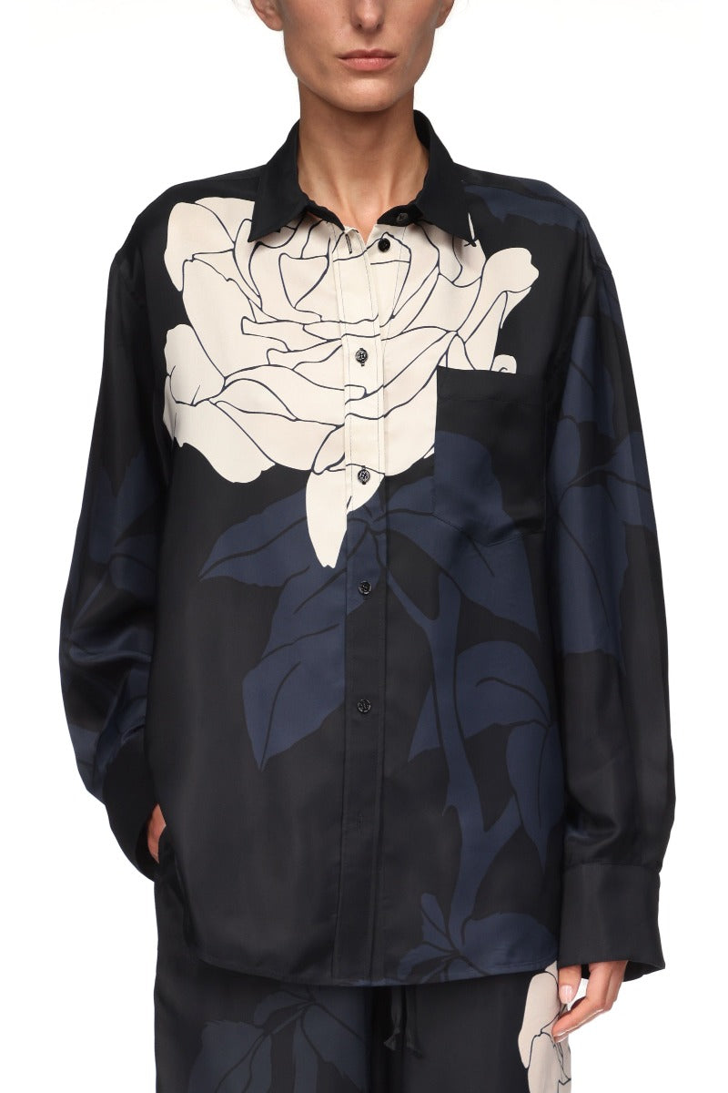 Pyjama Shirt - Navy / Pale Rose