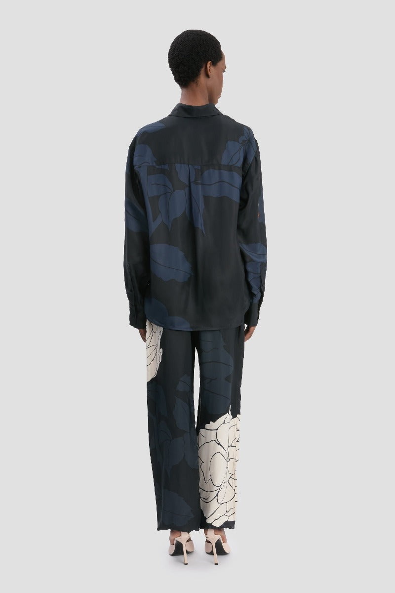 Pyjama Shirt - Navy / Pale Rose