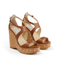 Sandales compensées Palm 120 en cuir - Cuoio & Silver