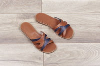 16qty NEW / Sandales PALMIE PURECALF CUIR - Gold/Navy